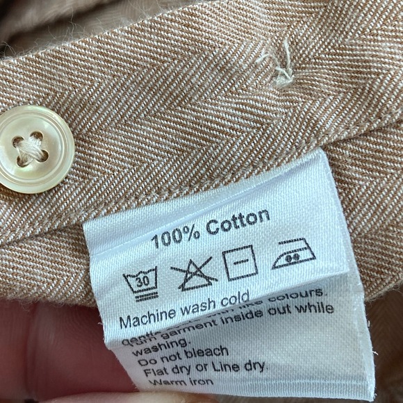 Spier Mackay Tan Herringbone Long Sleeve Slim Fit Button Down Shirt Mens 15.5 33 - Picture 7 of 7